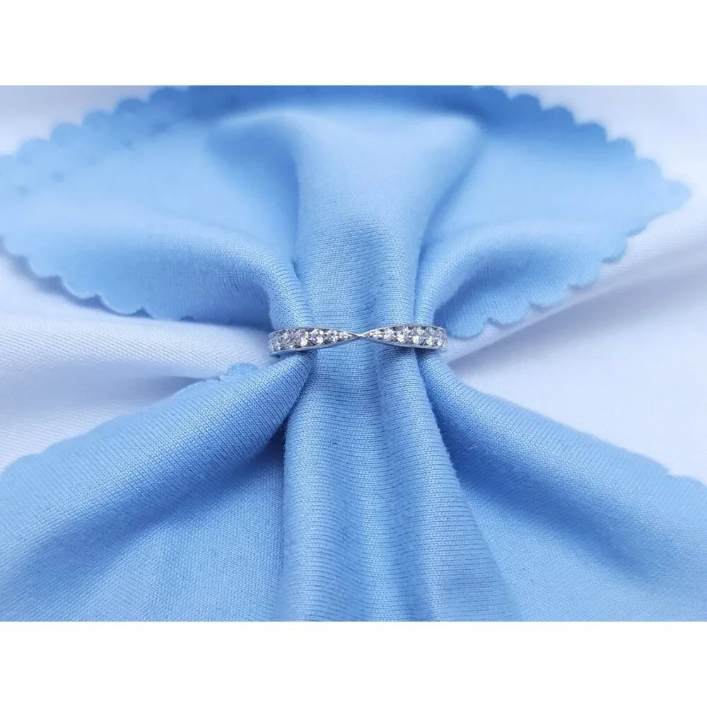 Tiffany & Co Harmony Platinum Diamond 1.8mm Wedding Band Ring - Size 4.25